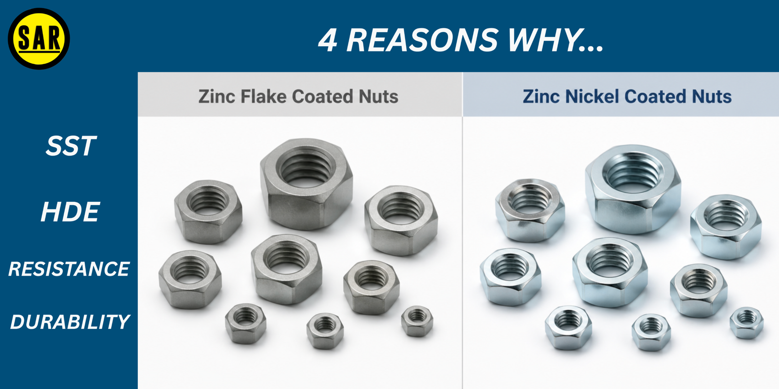 SAR Coatings Zinc Nickel Plating 1,000-Hour Corrosion Protection